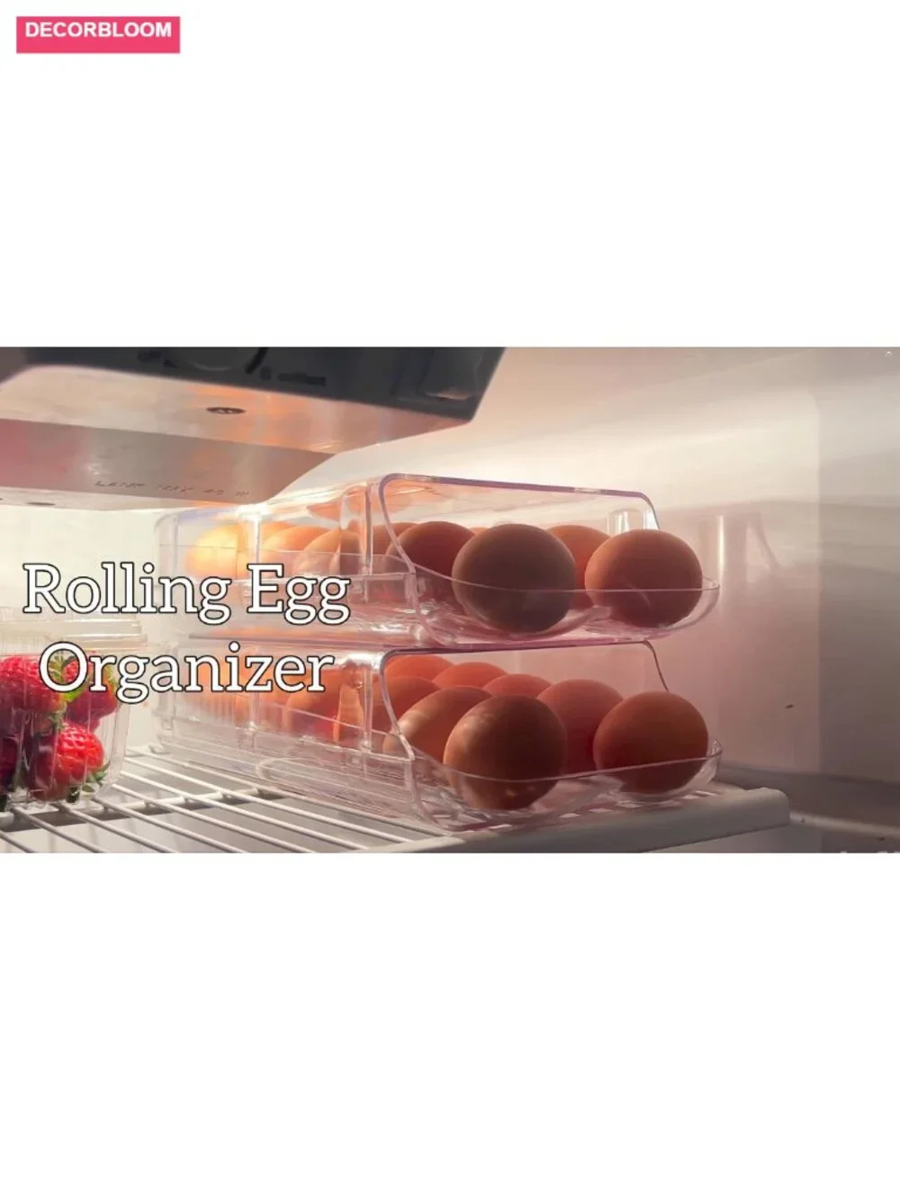 Stackable Egg Dispenser with Auto Rolling & Removable Tray, Clear 2-Pack